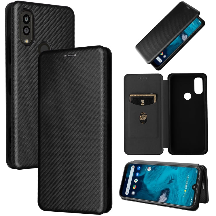 For Kyocera Android One S10 Carbon Fiber Texture Flip Leather Phone Case