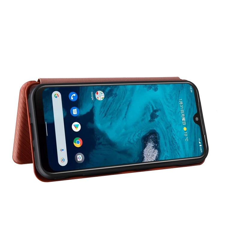 For Kyocera Android One S10 Carbon Fiber Texture Flip Leather Phone Case