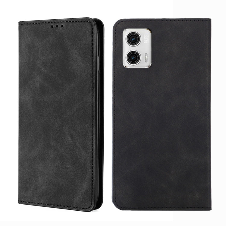 For Motorola Moto G73 5G Skin Feel Magnetic Horizontal Flip Leather Phone Case