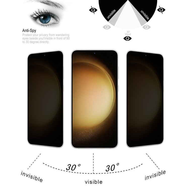 For Samsung Galaxy S23+ 5G Full Cover Anti-peeping Tempered Glass Film Support Unlocking