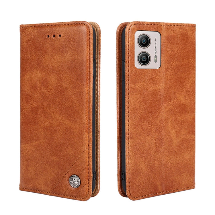 For Motorola Moto G53 5G/G13 4G/G23 4G Non-Magnetic Retro Texture Flip Leather Phone Case