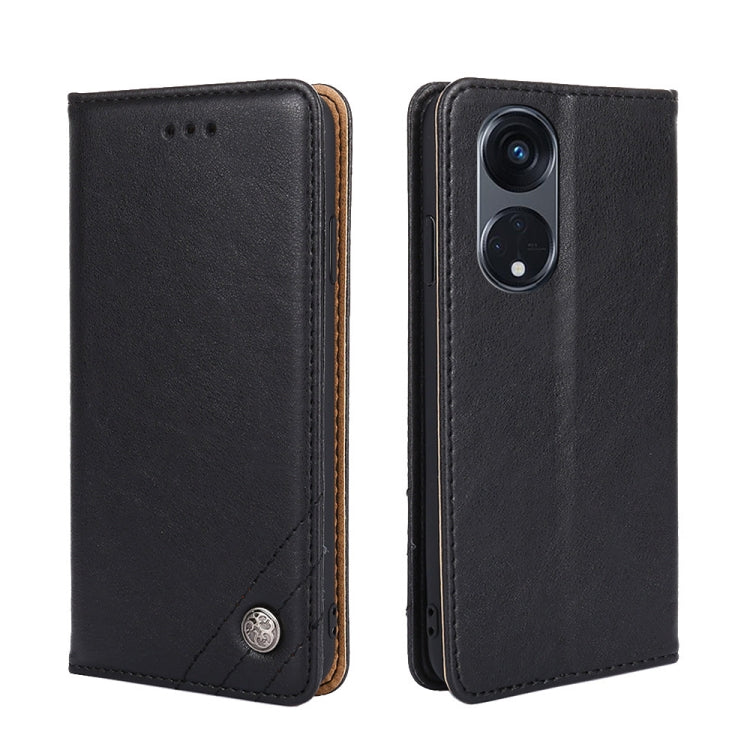 For OPPO Reno8 T 5G/A1 Pro 5G Non-Magnetic Retro Texture Flip Leather Phone Case