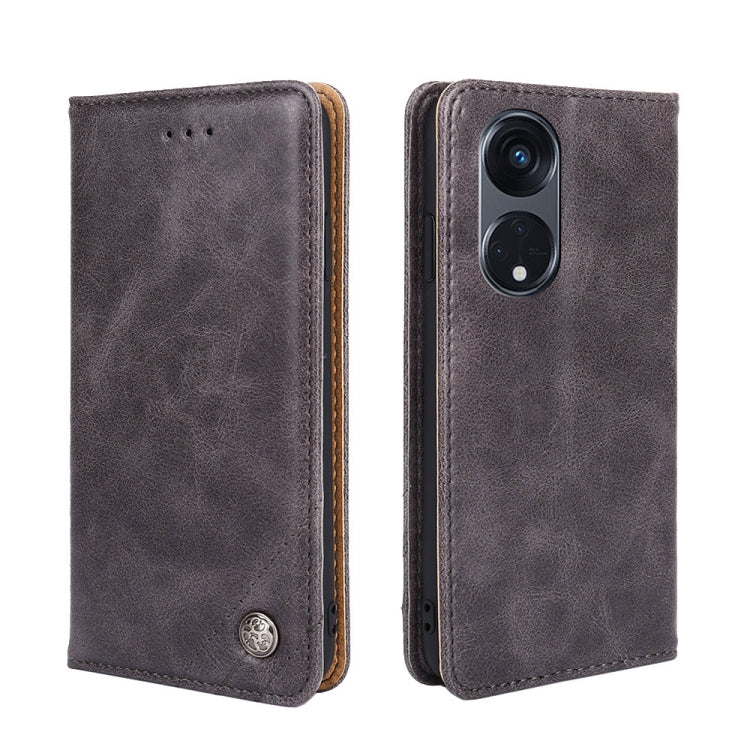 For OPPO Reno8 T 5G/A1 Pro 5G Non-Magnetic Retro Texture Flip Leather Phone Case
