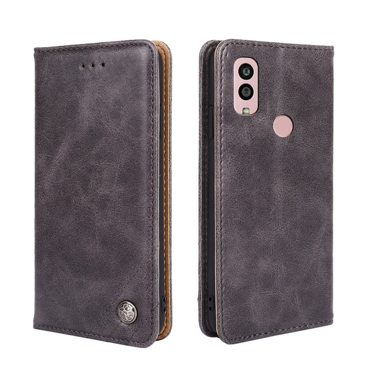 For Kyocera Android One S10 Non-Magnetic Retro Texture Flip Leather Phone Case