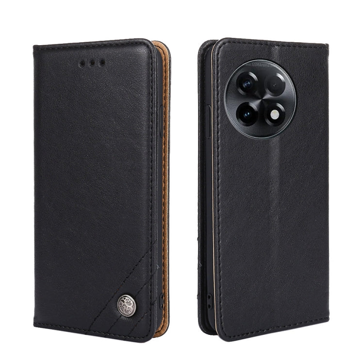 For OnePlus Ace 2/11R Non-Magnetic Retro Texture Flip Leather Phone Case