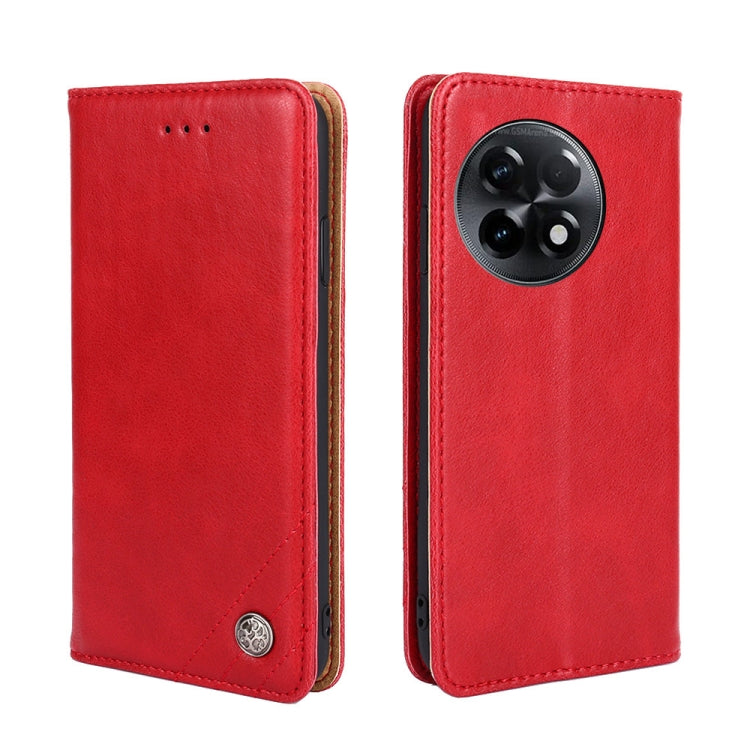 For OnePlus Ace 2/11R Non-Magnetic Retro Texture Flip Leather Phone Case