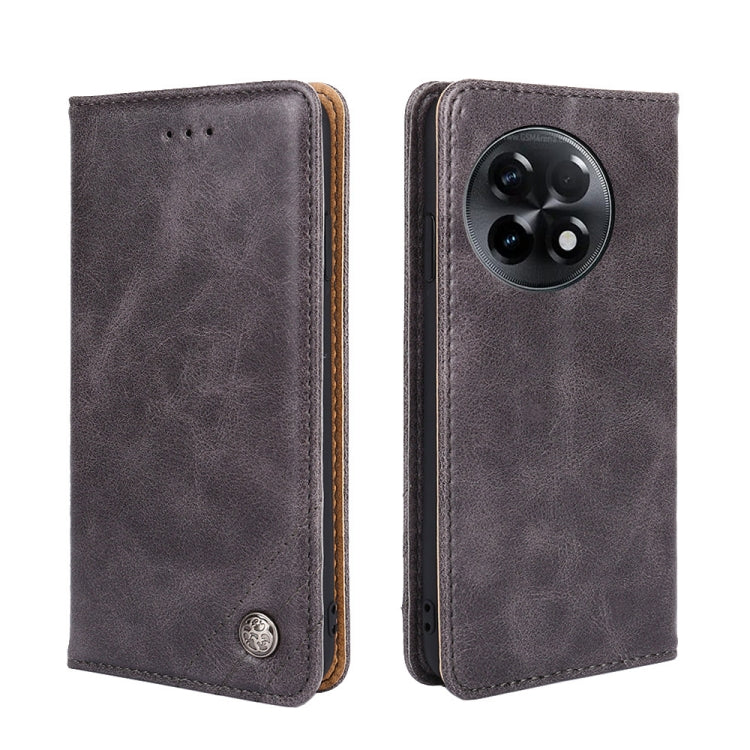 For OnePlus Ace 2/11R Non-Magnetic Retro Texture Flip Leather Phone Case