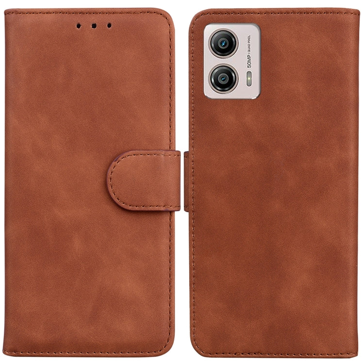 For Motorola Moto G13 / G23 / G53 Skin Feel Pure Color Flip Leather Phone Case