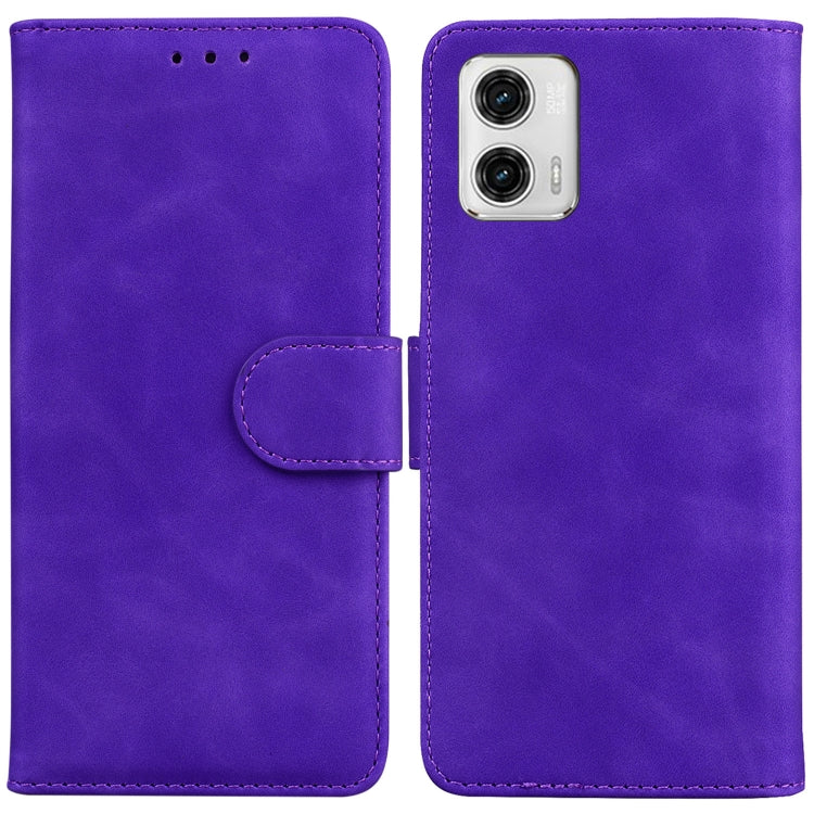 For Motorola Moto G73 Skin Feel Pure Color Flip Leather Phone Case