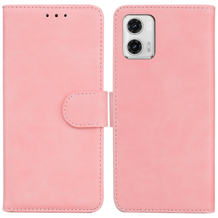 For Motorola Moto G73 Skin Feel Pure Color Flip Leather Phone Case