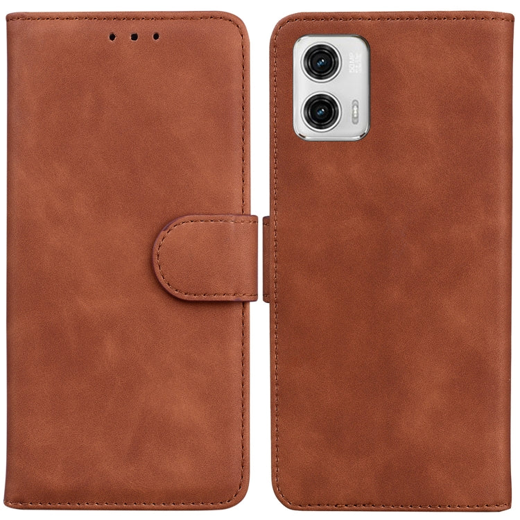 For Motorola Moto G73 Skin Feel Pure Color Flip Leather Phone Case