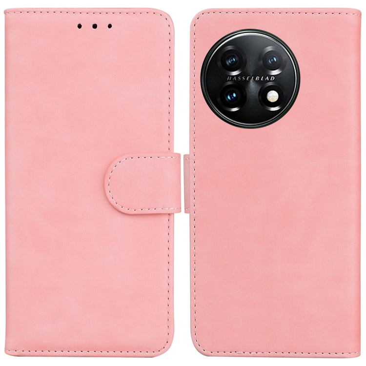 For OnePlus 11 Skin Feel Pure Color Flip Leather Phone Case