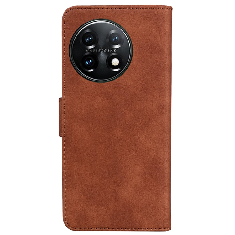 For OnePlus 11 Skin Feel Pure Color Flip Leather Phone Case