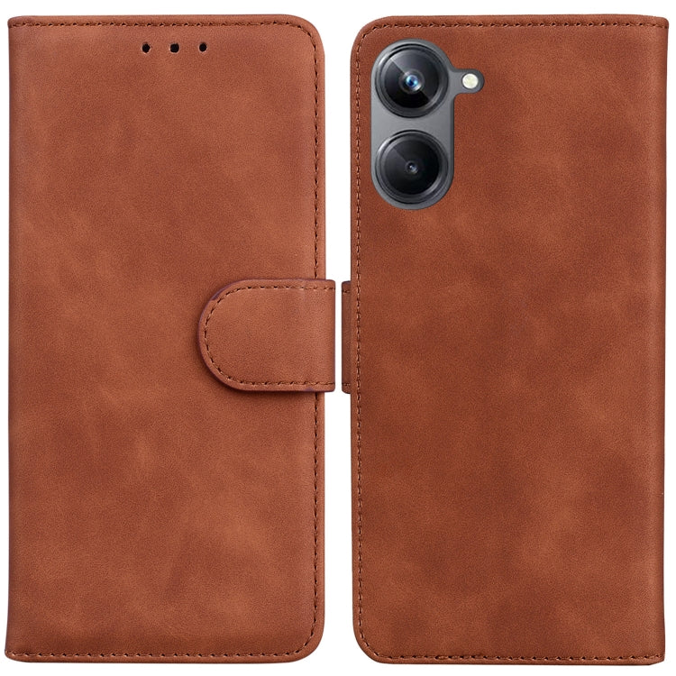 For Realme 10 Pro 5G Skin Feel Pure Color Flip Leather Phone Case