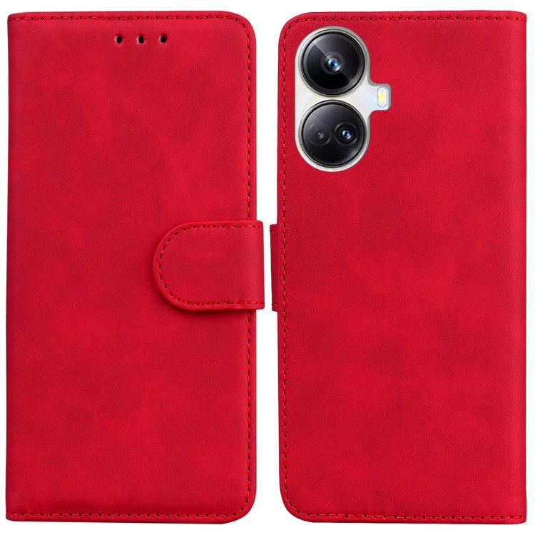 For Realme 10 Pro+ Skin Feel Pure Color Flip Leather Phone Case