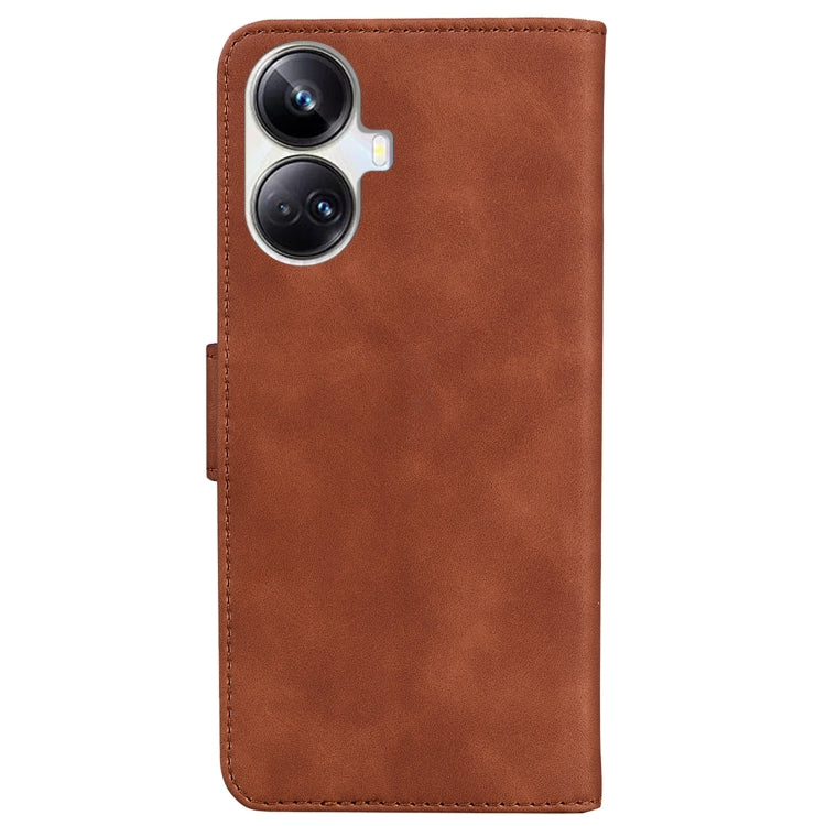 For Realme 10 Pro+ Skin Feel Pure Color Flip Leather Phone Case