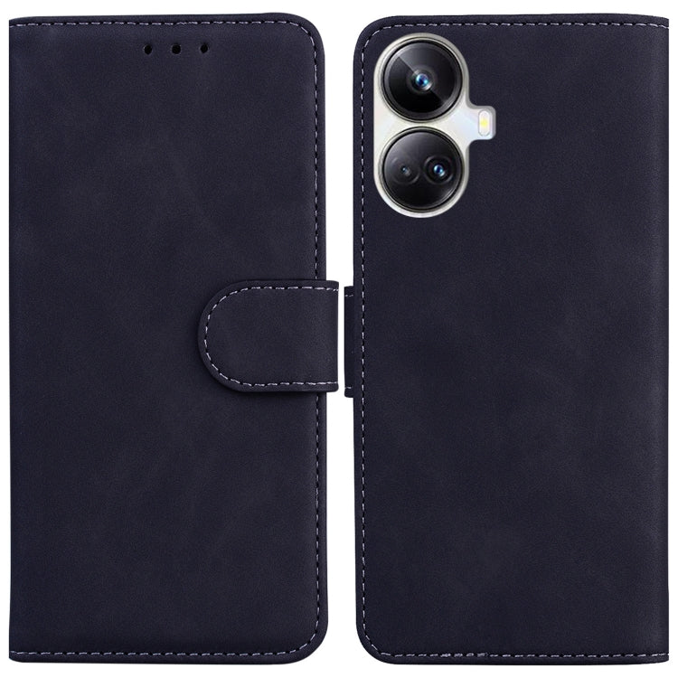 For Realme 10 Pro+ Skin Feel Pure Color Flip Leather Phone Case