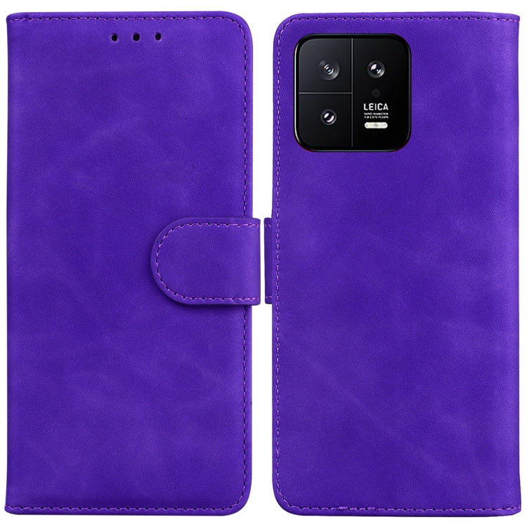 For Xiaomi 13 5G Skin Feel Pure Color Flip Leather Phone Case