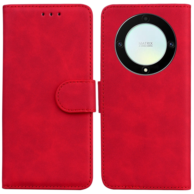 For Honor X9a Skin Feel Pure Color Flip Leather Phone Case