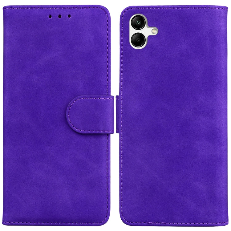 For Samsung Galaxy A04e / F04 / M04 Skin Feel Pure Color Flip Leather Phone Case