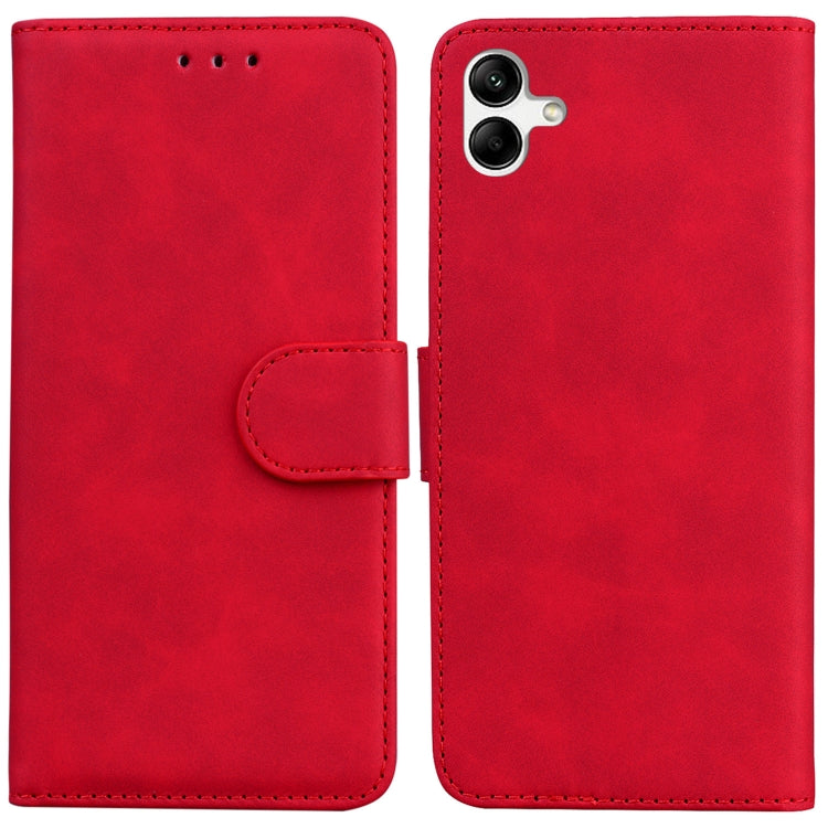 For Samsung Galaxy A04e / F04 / M04 Skin Feel Pure Color Flip Leather Phone Case
