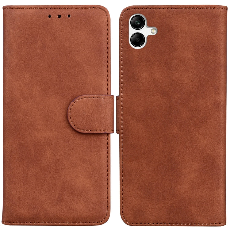 For Samsung Galaxy A04e / F04 / M04 Skin Feel Pure Color Flip Leather Phone Case