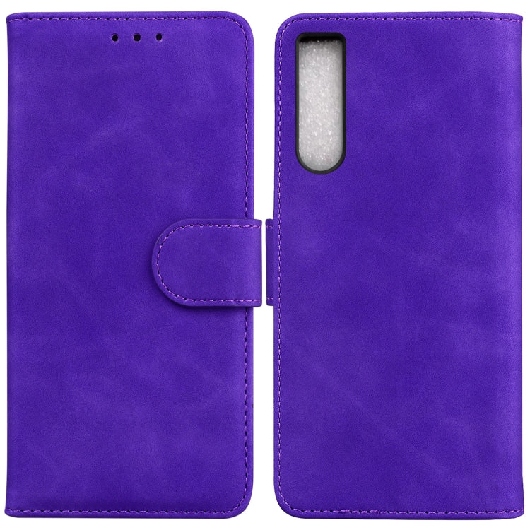 For Sony Xperia 10 IV 2023 Skin Feel Pure Color Flip Leather Phone Case