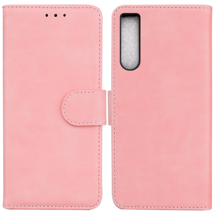 For Sony Xperia 10 IV 2023 Skin Feel Pure Color Flip Leather Phone Case