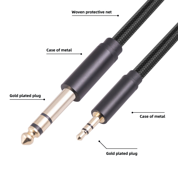 3662BK 3.5mm Male to 6.35mm Male Stereo Audio Cable, Length:2m