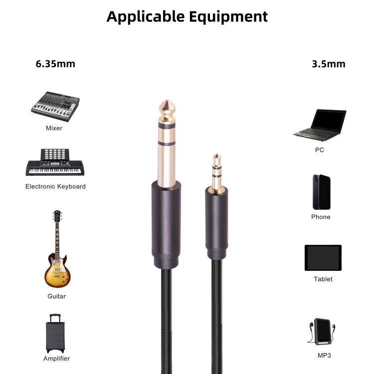 3662BK 3.5mm Male to 6.35mm Male Stereo Audio Cable, Length:3m