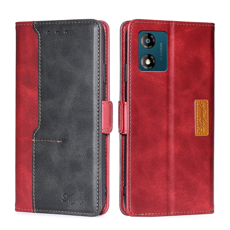 For Motorola Moto E13 4G Contrast Color Side Buckle Leather Phone Case