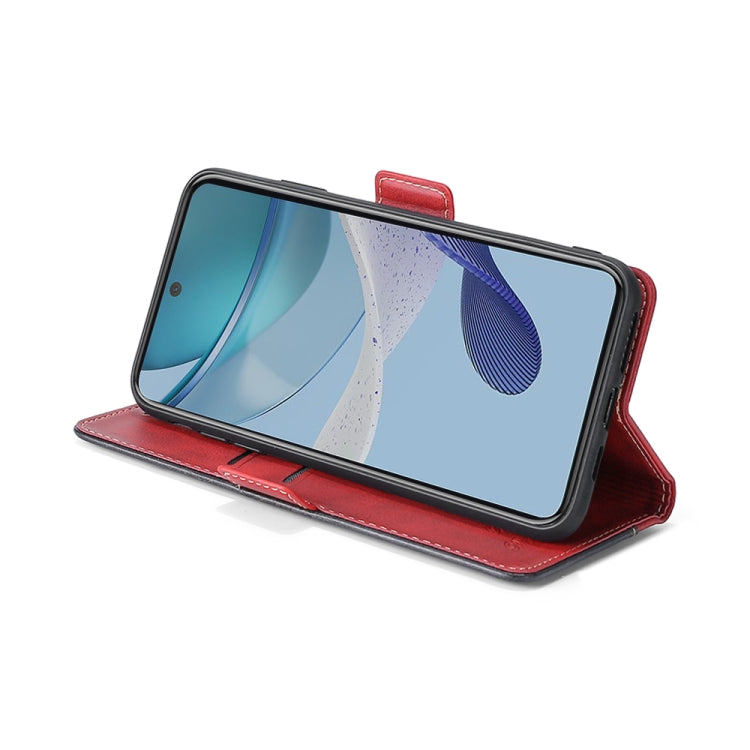 For Motorola Moto E13 4G Contrast Color Side Buckle Leather Phone Case