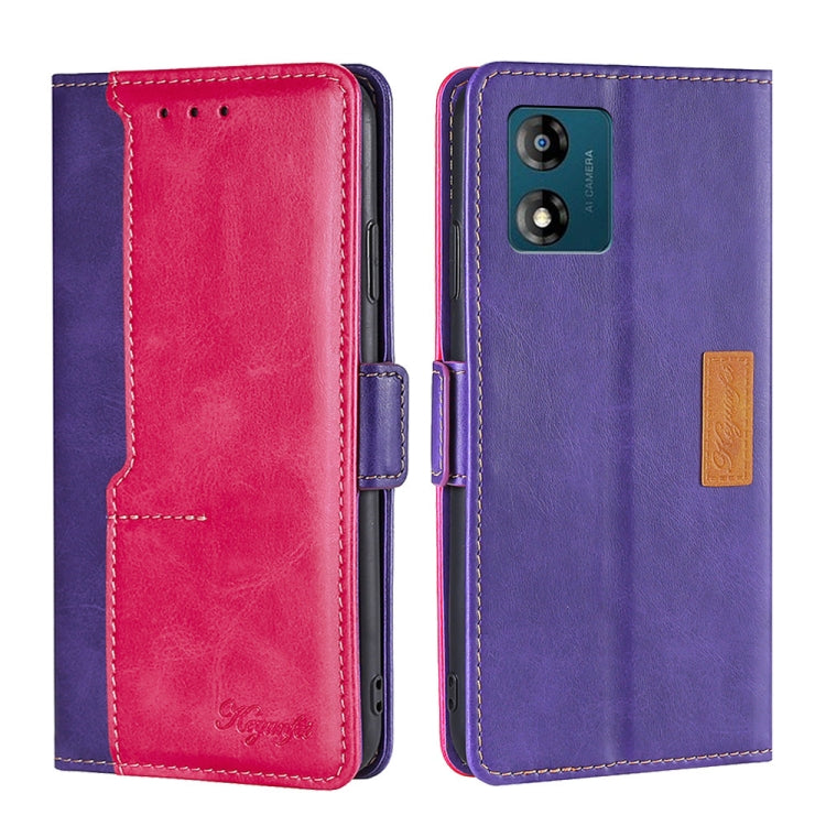For Motorola Moto E13 4G Contrast Color Side Buckle Leather Phone Case