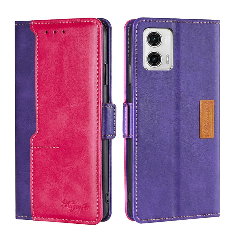 For Motorola Moto G73 5G Contrast Color Side Buckle Leather Phone Case