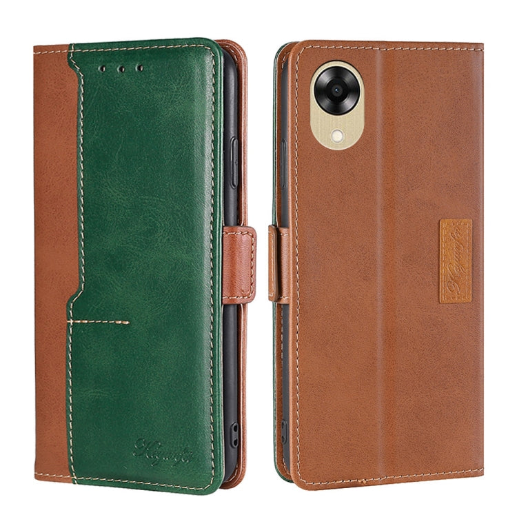 For OPPO A17k 4G Contrast Color Side Buckle Leather Phone Case