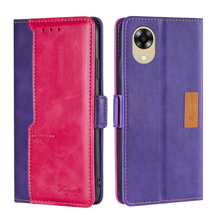 For OPPO A17k 4G Contrast Color Side Buckle Leather Phone Case