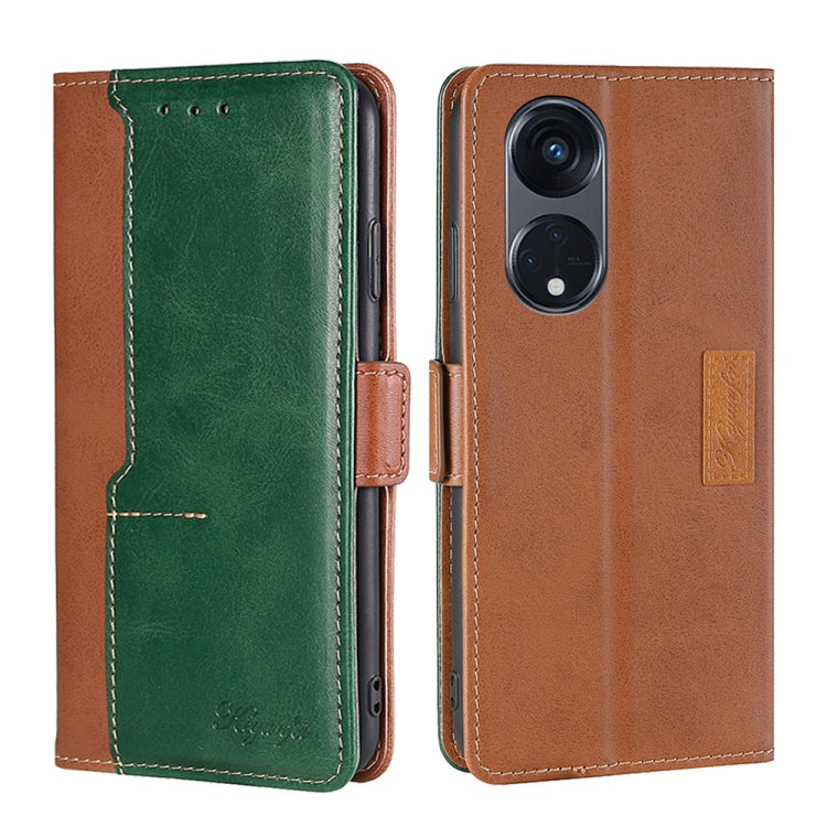 For OPPO Reno8 T 5G/A1 Pro 5G Contrast Color Side Buckle Leather Phone Case