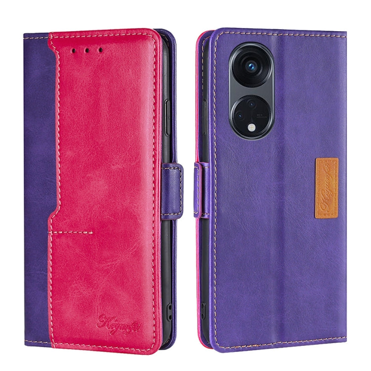 For OPPO Reno8 T 5G/A1 Pro 5G Contrast Color Side Buckle Leather Phone Case