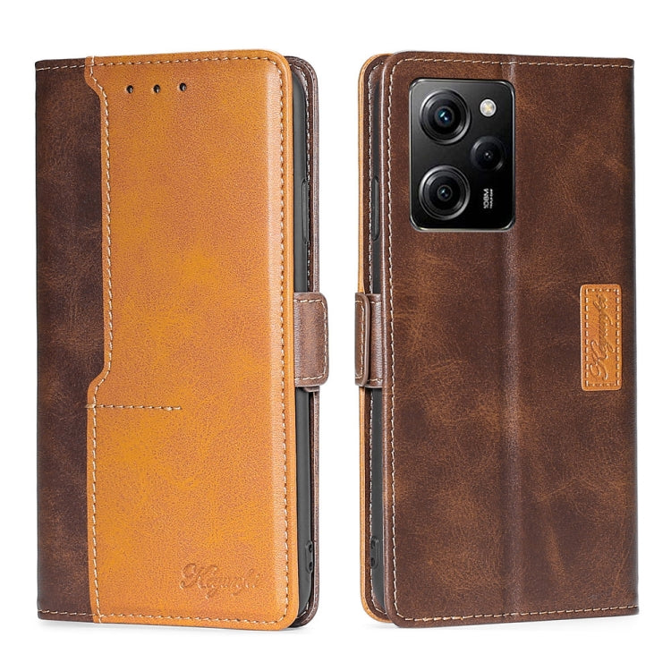 For Xiaomi Redmi Note 12 Pro Speed/Poco X5 Pro Contrast Color Side Buckle Leather Phone Case