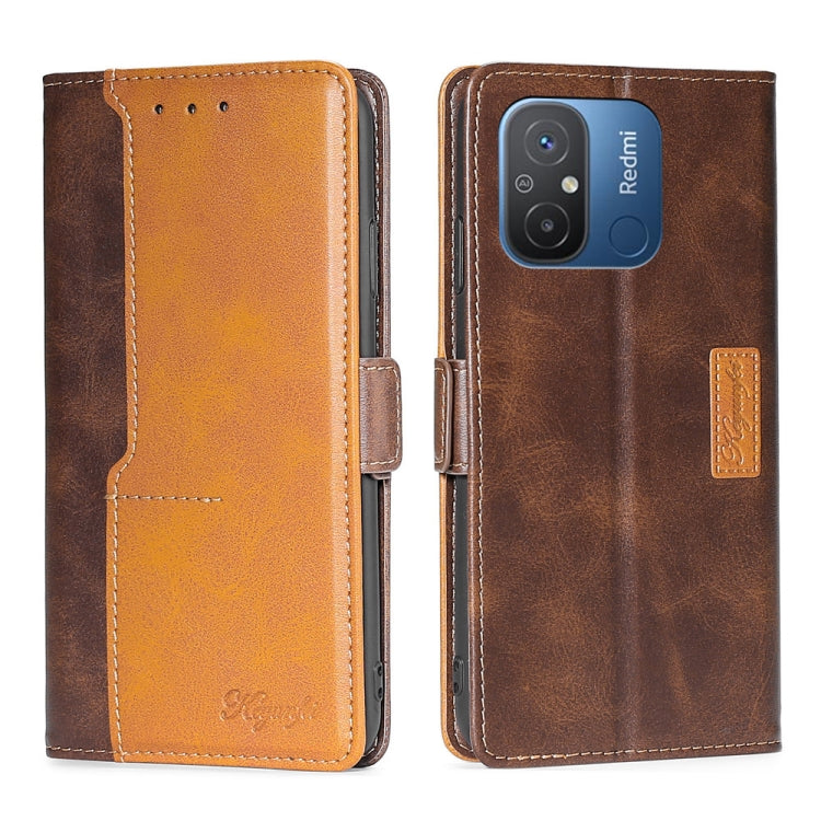 For Xiaomi Redmi 12C 4G Contrast Color Side Buckle Leather Phone Case