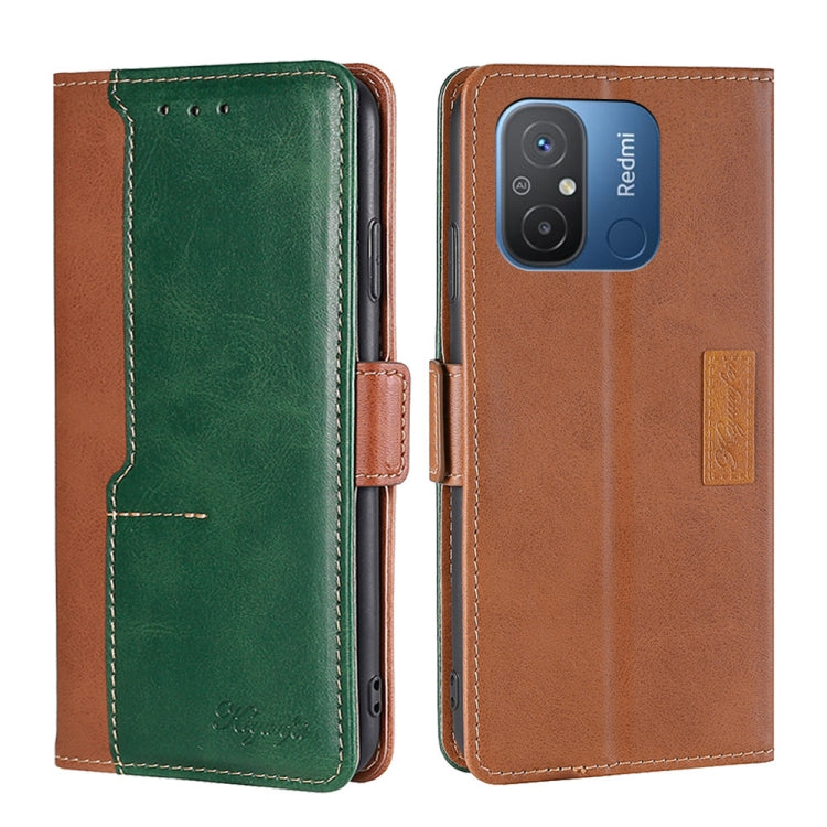 For Xiaomi Redmi 12C 4G Contrast Color Side Buckle Leather Phone Case