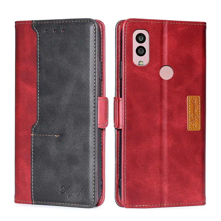 For Kyocera Android One S10 Contrast Color Side Buckle Leather Phone Case