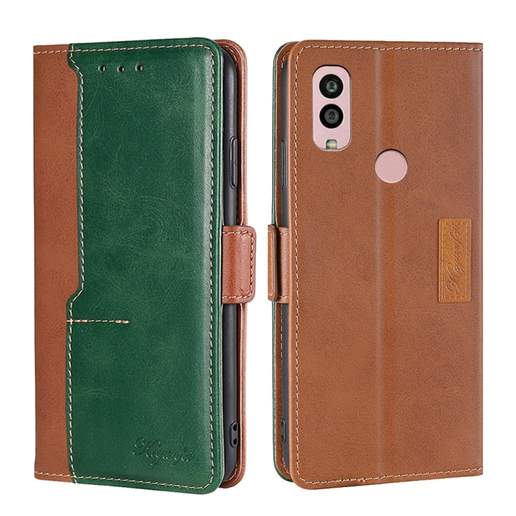 For Kyocera Android One S10 Contrast Color Side Buckle Leather Phone Case