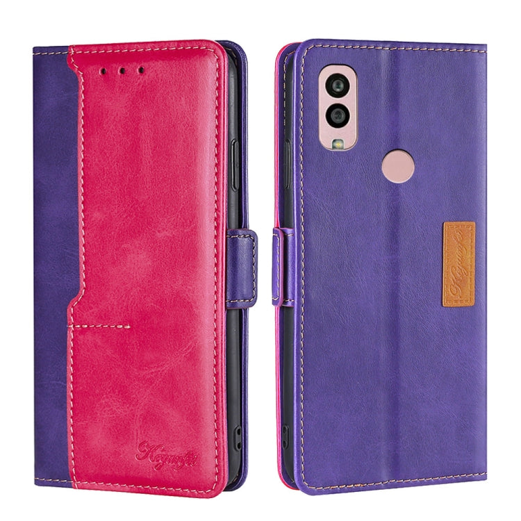 For Kyocera Android One S10 Contrast Color Side Buckle Leather Phone Case