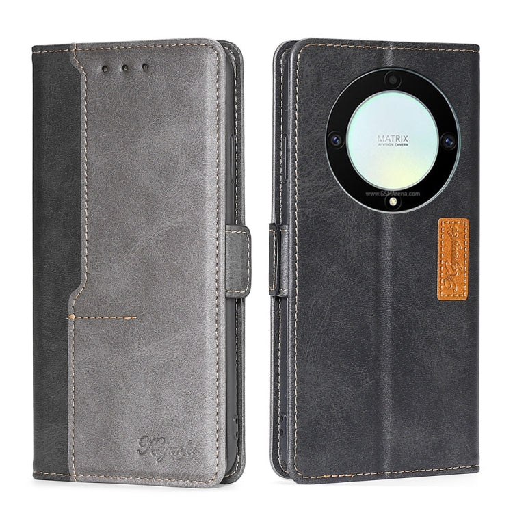 For Honor X9a 5G Contrast Color Side Buckle Leather Phone Case