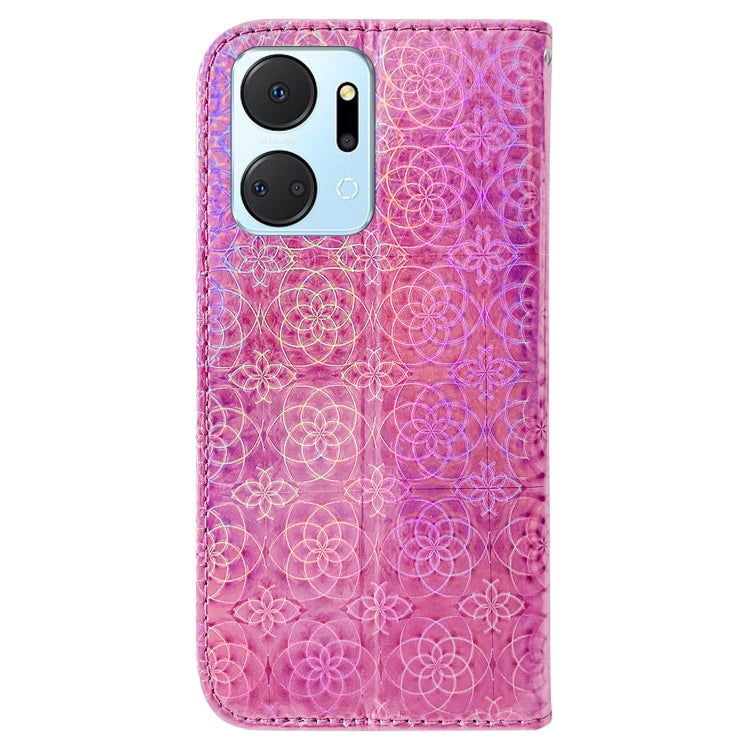 For Honor X7A Colorful Magnetic Buckle Leather Phone Case