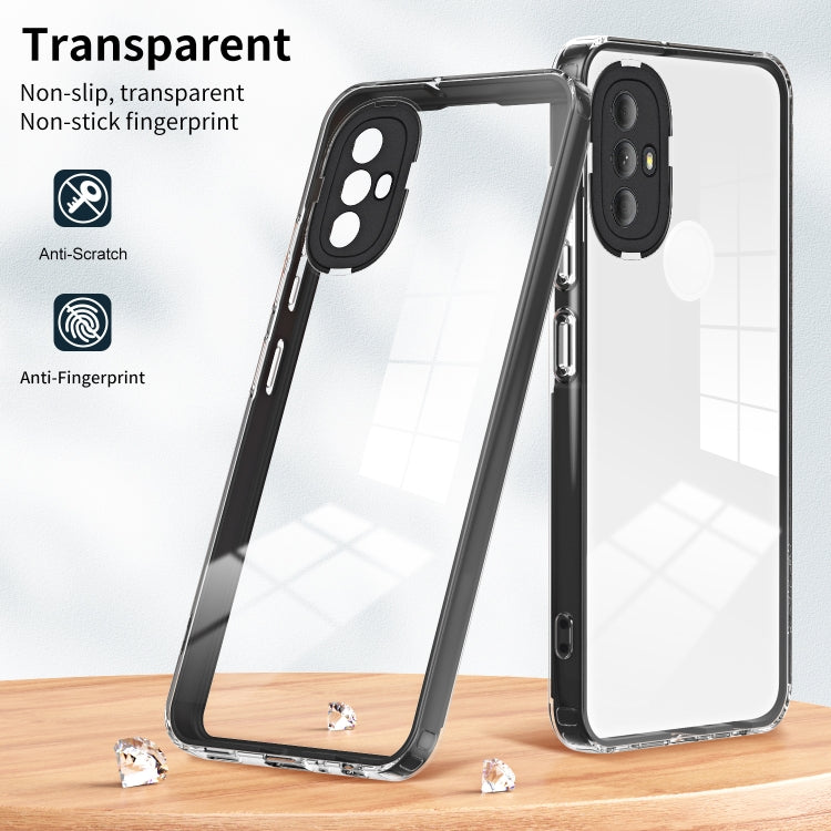 For Motorola Moto G Power 2022 3 in 1 Clear TPU Color PC Frame Phone Case
