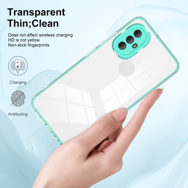 For Motorola Moto G Power 2022 3 in 1 Clear TPU Color PC Frame Phone Case