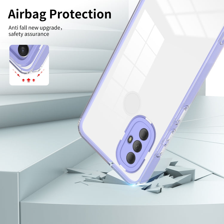 For Motorola Moto G Power 2022 3 in 1 Clear TPU Color PC Frame Phone Case