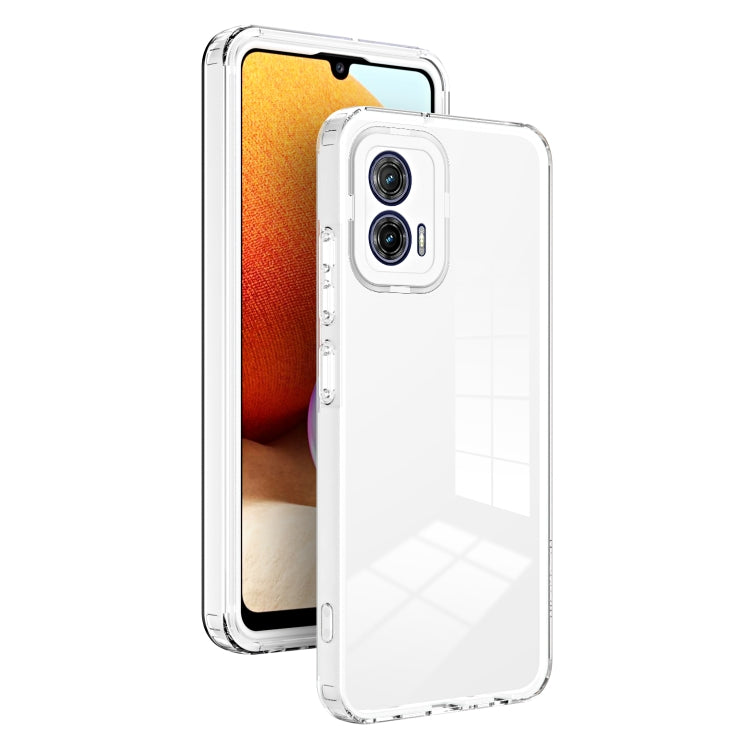 For Motorola Moto G73 3 in 1 Clear TPU Color PC Frame Phone Case